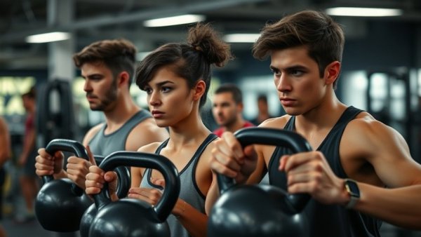 Focused gym-goers practicing niche specialization exercises.