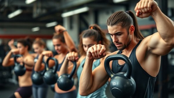 HYROX Affiliate Program participants engaged in kettlebell workout.