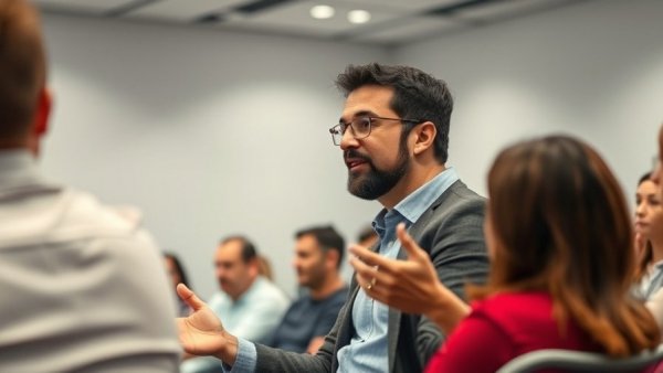 Speaker discussing LTV to CAC ratio in fitness business, engaging seminar.