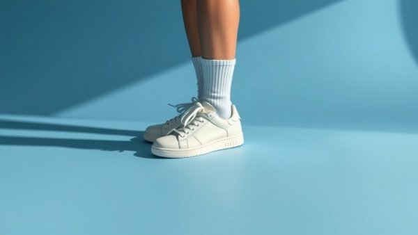 Stylish sneakers on blue surface showcasing top health & wellness brands.