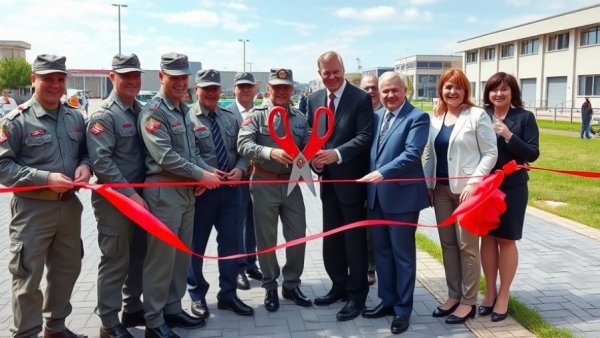Army nutrition habits event ribbon cutting ceremony outdoors.