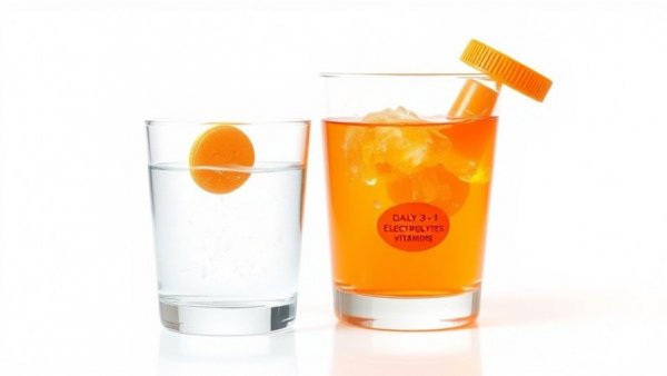 Orange electrolyte tablet fizzing in water for electrolyte hydration importance