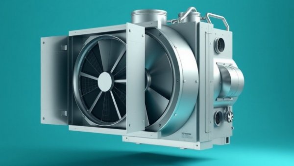 LE5X energy recovery ventilator with open compartments on gradient background.