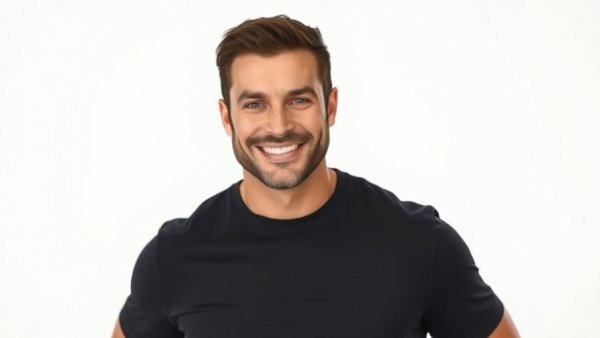 Great personal trainer smiling confidently in a black shirt.