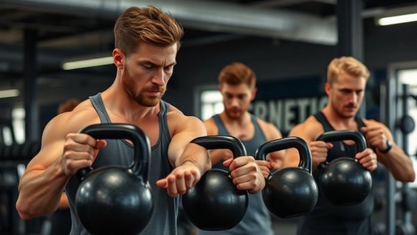 Focused gym members lifting kettlebells, illustrating gym client retention strategies.