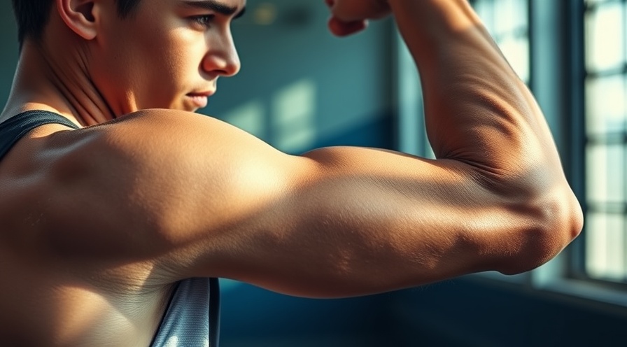 Close-up of a young athlete flexing biceps, showcasing effective bicep workout tips.
