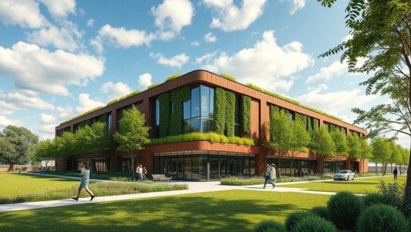 Sustainable commercial building with eco-friendly design elements