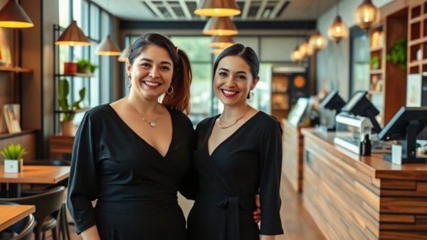 Two women standing in a restaurant, perfect for Mother's Day dining experiences.