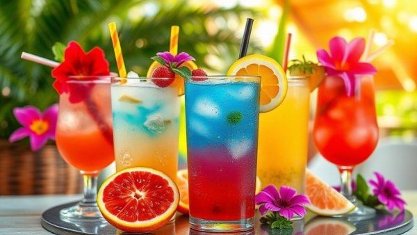Red Robin summer beverage lineup featuring colorful cocktails.