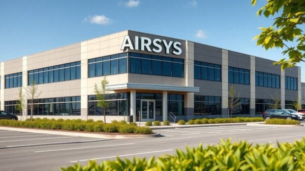 AIRSYS Cooling Technologies headquarters with corporate sign and landscaped surroundings.