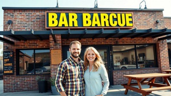 Exterior of Dickey's Barbecue Pit Thibodaux with two people standing outside.