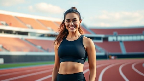 Cystic Fibrosis Champion Sophie Grace Holmes at a track, smiling confidently.