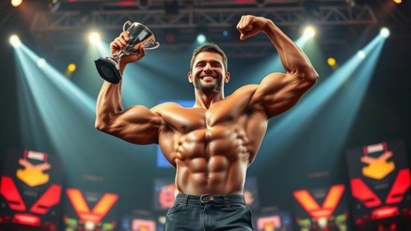 Pittsburgh Power & Fitness Festival Results with triumphant bodybuilder holding trophy.