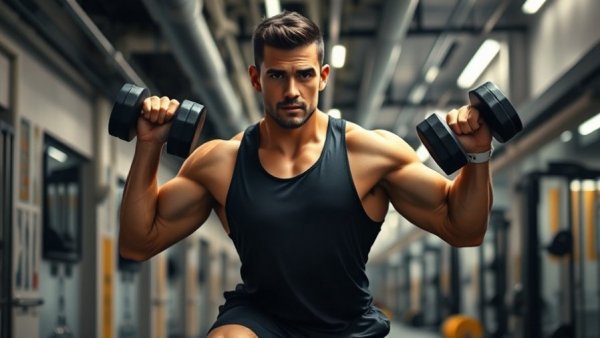 Person demonstrating lunges with dumbbells in a gym hallway, How to Do Lunges.