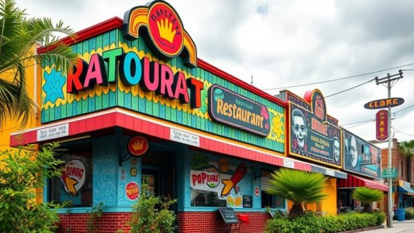 Colorful Happy Joe's restaurant exterior with bright signage.