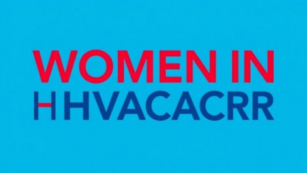 Women in HVACR logo, bold typography, red and blue design.