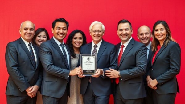Award ceremony at Bryant Dealers National Meeting, group photo.