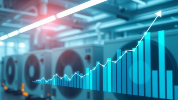 Futuristic chart showing HVAC price increases with glowing lines.
