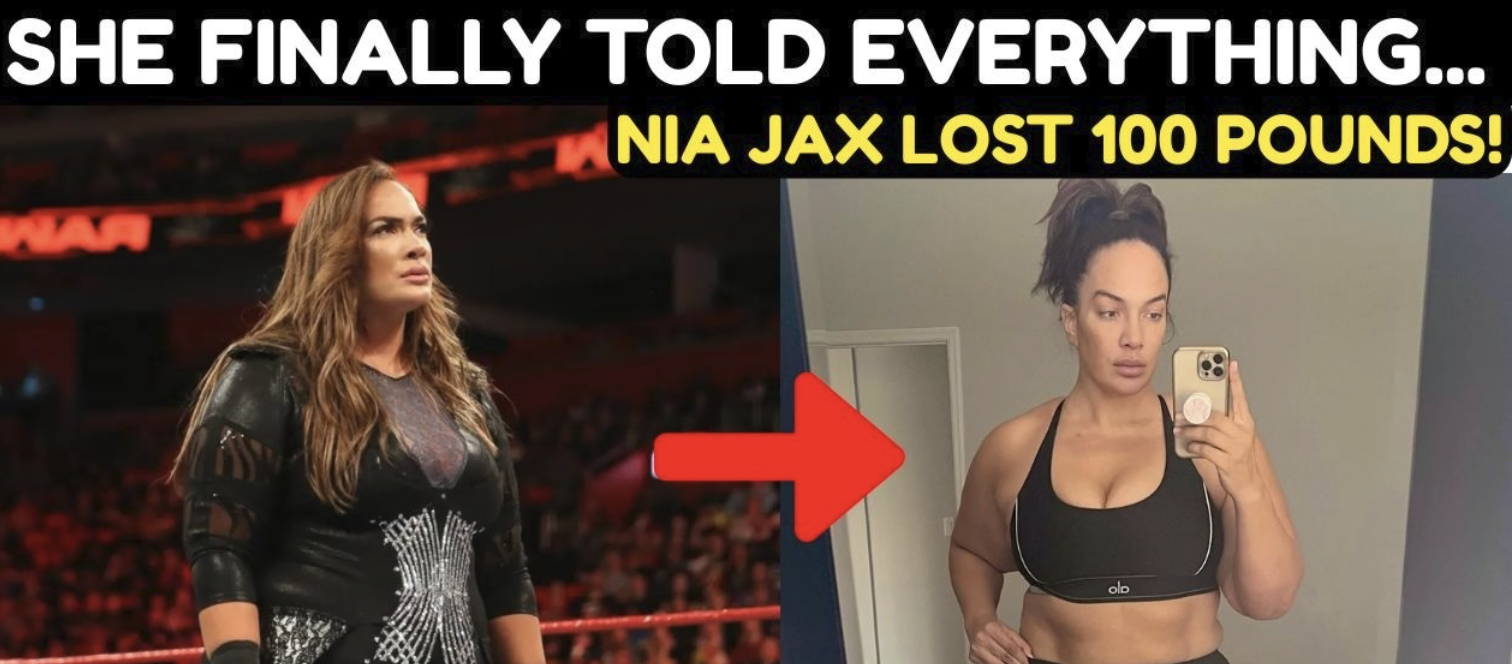 Nia Jax Body Transformation: Intense wrestling scene with female athlete in the ring.