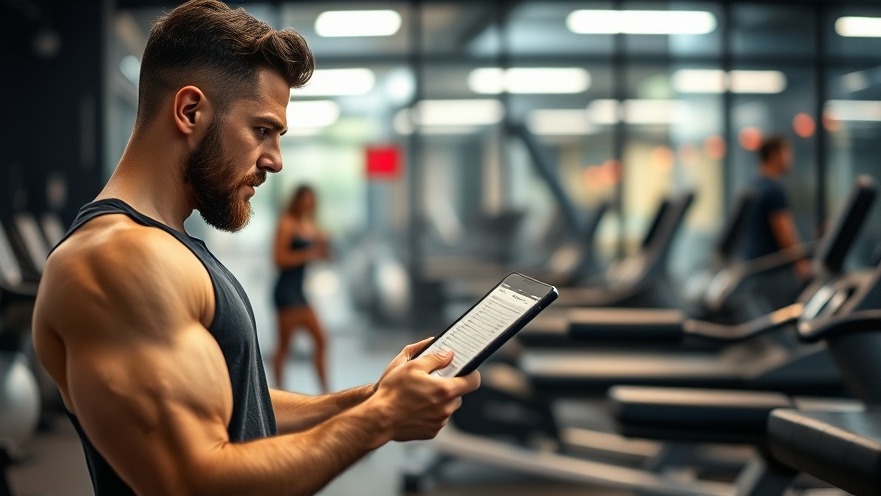 Gym owner using expense tracking technology for effective financial management in fitness.