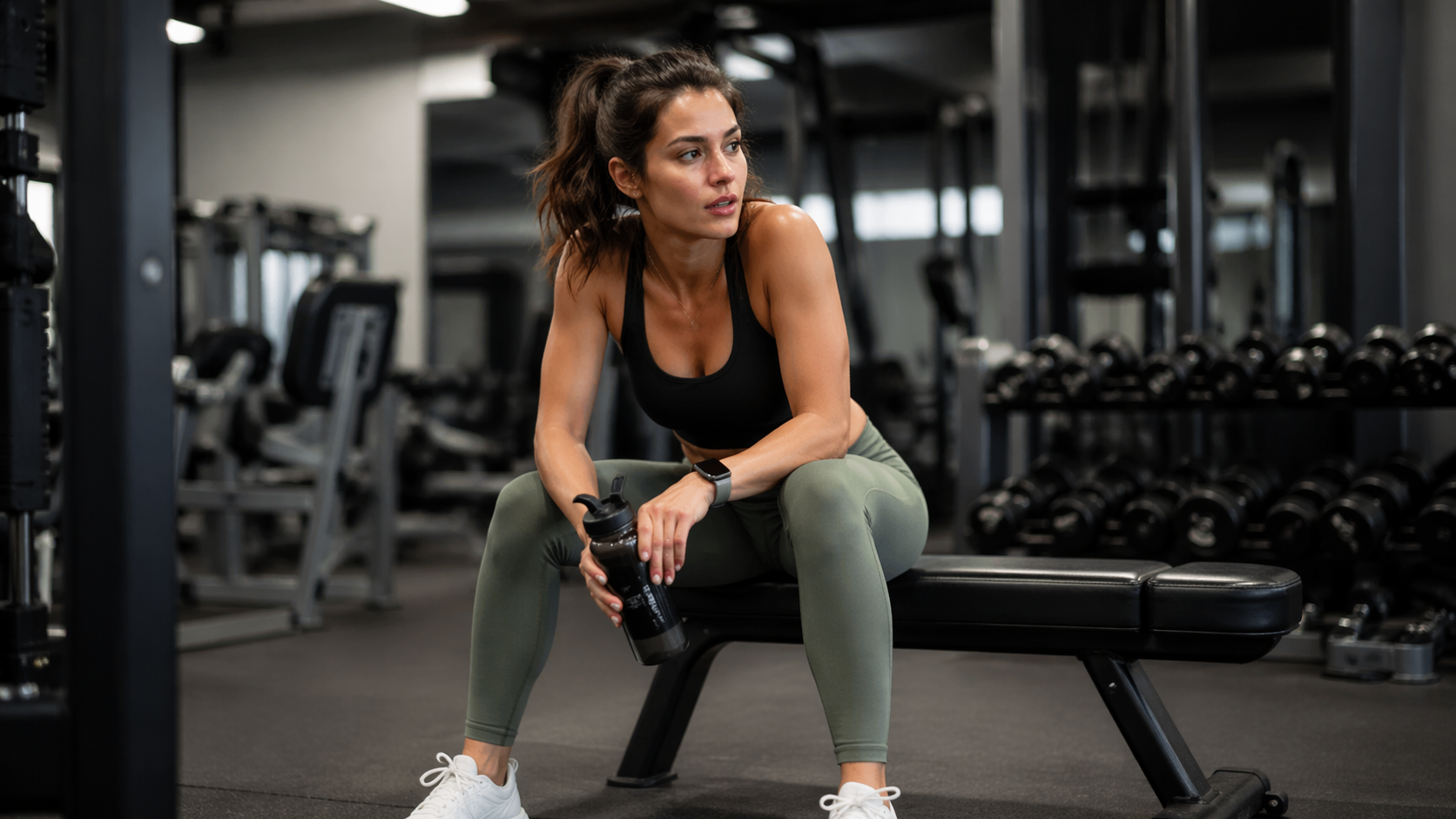 Relaxed athletic person stretching on sofa, embodying calm contentment.