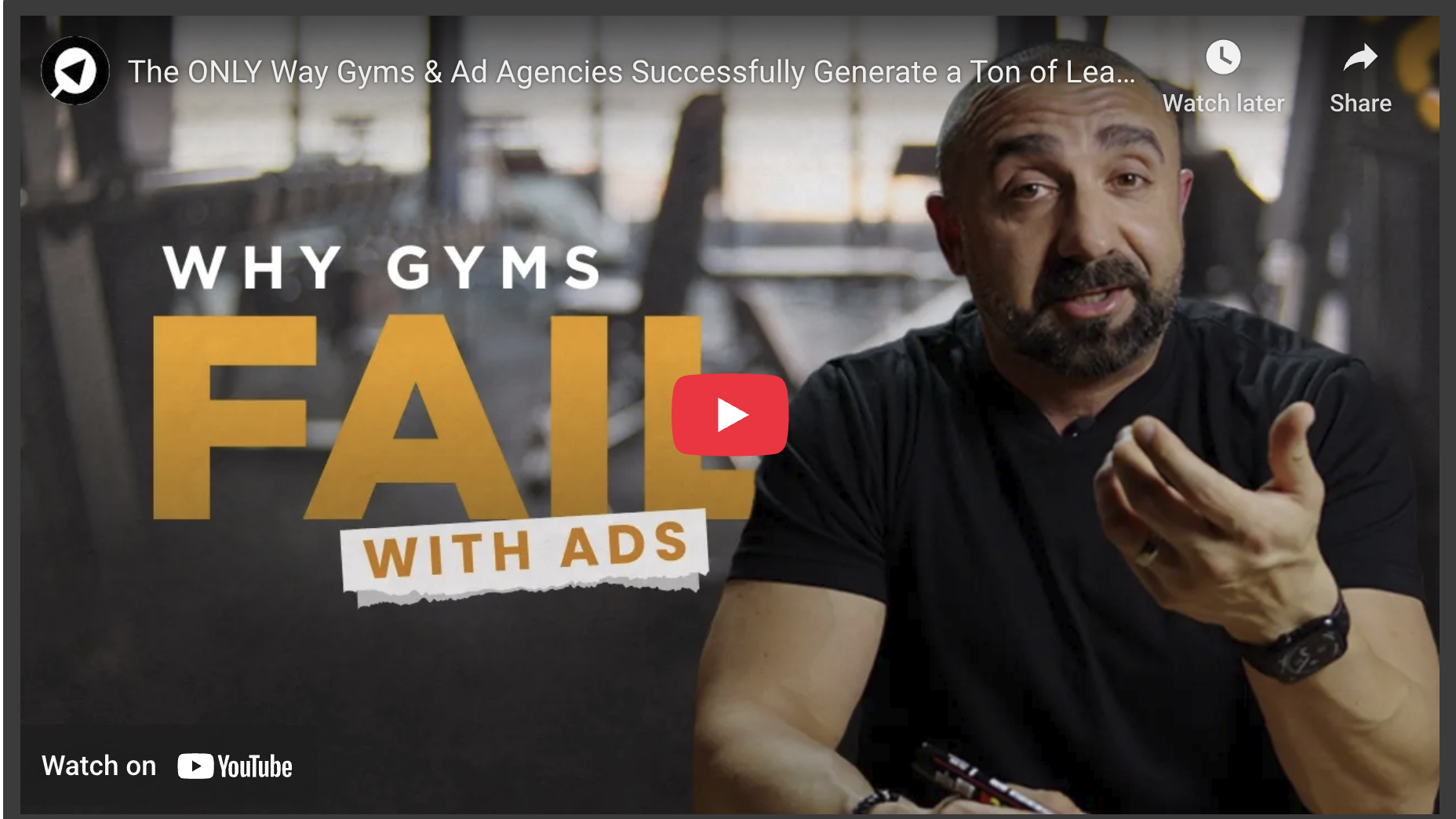 Confident man discussing gym advertising strategies, motivational setting.