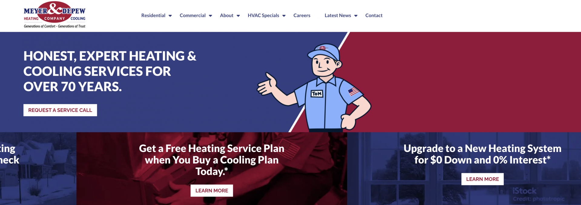 Focused HVAC technician examining a glowing digital thermostat in natural light.