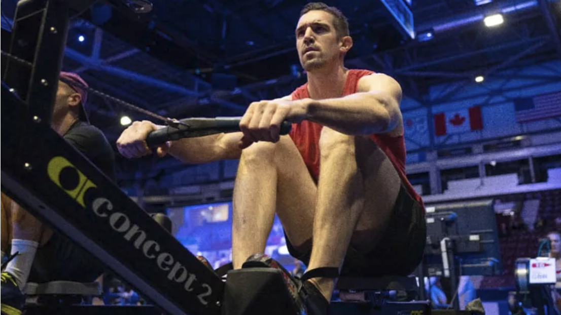 Four rowers with medals at indoor rowing championship