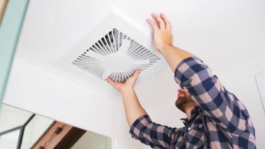 Contractor installing a bathroom exhaust fan for proper bathroom ventilation.