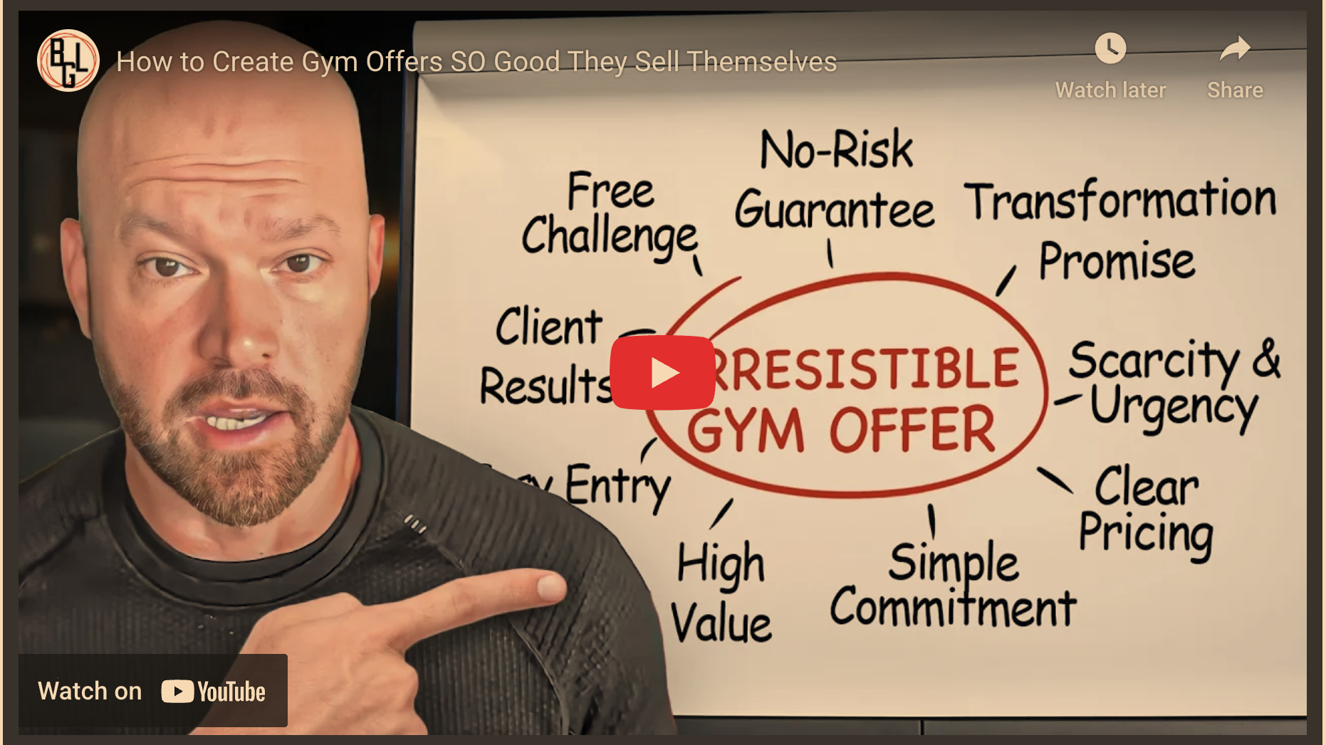 Athletic man presents effective gym marketing strategies for 'Create Gym Offers That Sell'.