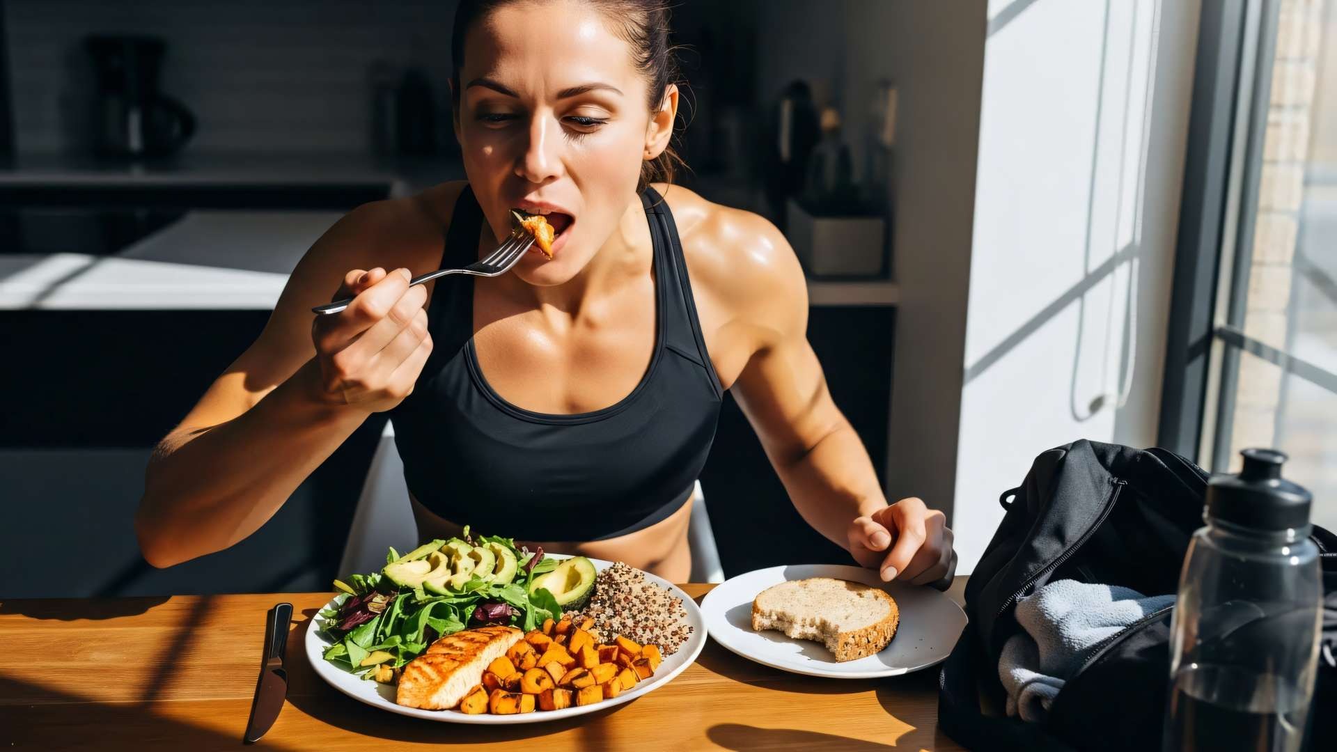 Bodybuilders flexing muscles in gym, highlighting workout dedication.