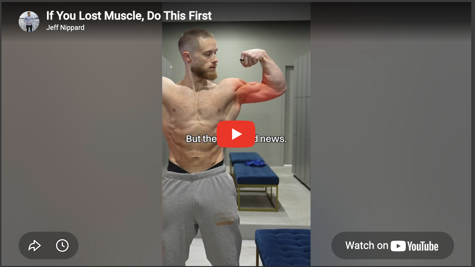 Muscular man in gym flexing bicep muscle recovery progress.