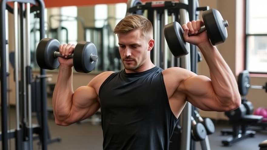 Shoulder press with dumbbells for upper body strength in gym workouts.