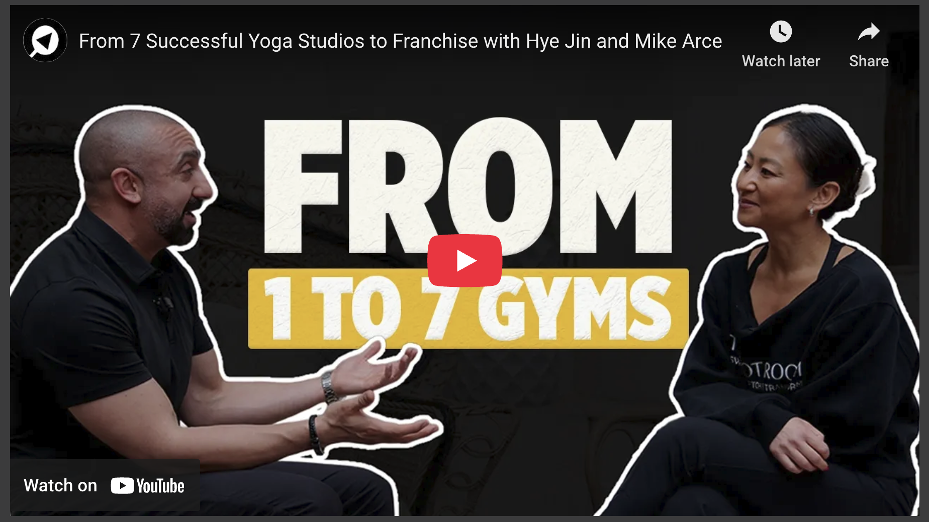 Discussion on business growth in yoga studio franchise.