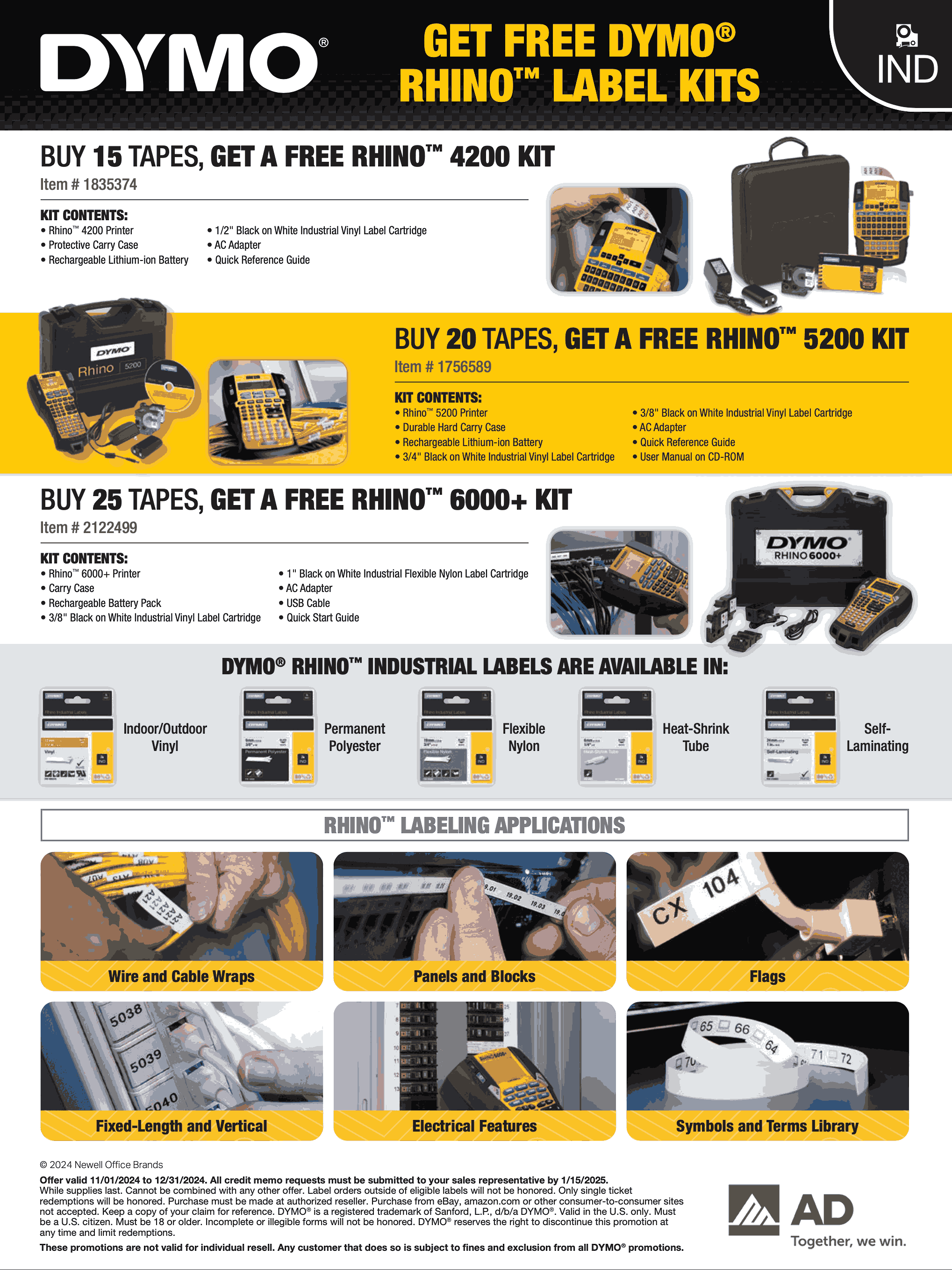 DYMO RHINO LABEL KITS