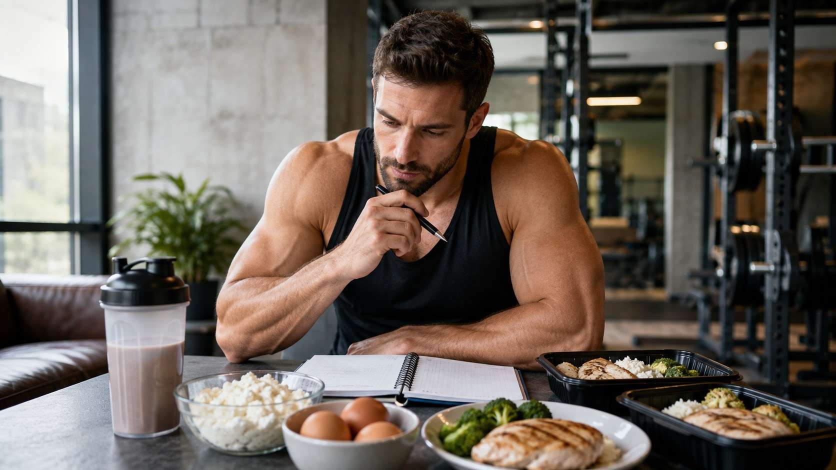 Protein powder on scale for muscle building nutrition.