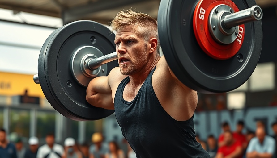 Gui Malheiros weightlifting at outdoor competition.