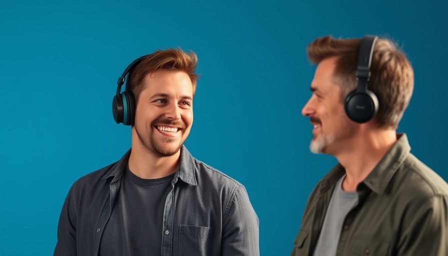 Two men in conversation in a studio setting, highlighting discussion.