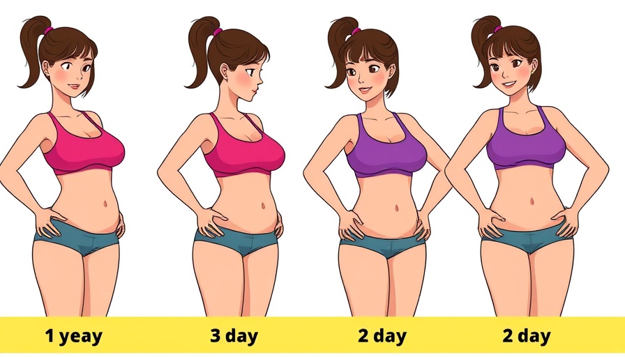Illustration showing a woman's 14-day stomach fat reduction.