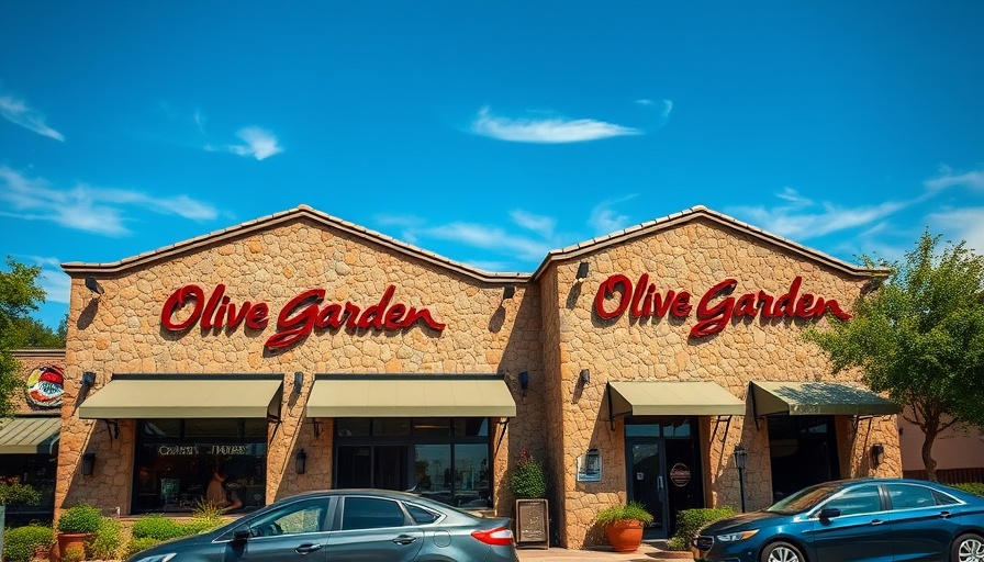 Stone facade of Olive Garden restaurant showcasing affordability through smaller portions.