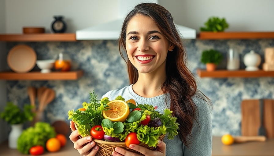 Smiling woman preparing a gluten-free meal in modern kitchen