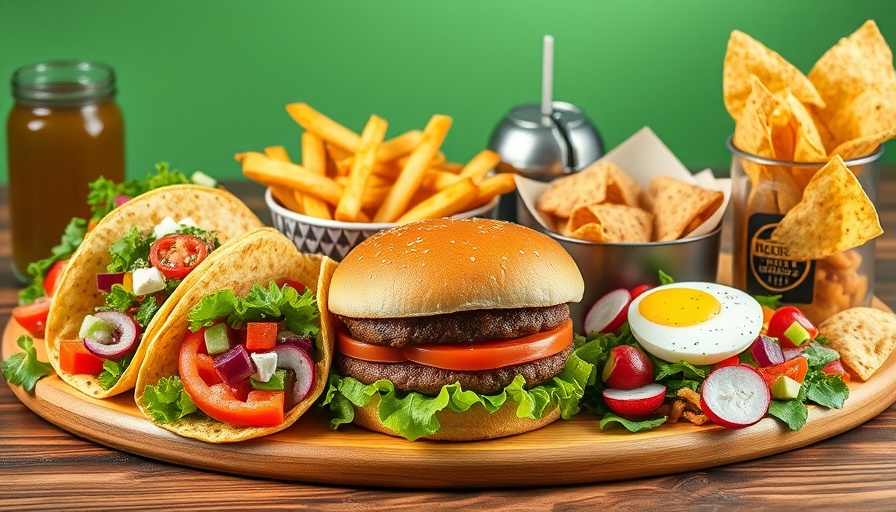 The Greene Turtle Tampa Bay food spread with tacos and burger.