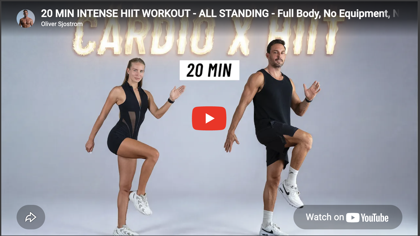 20 Minute All Standing HIIT Workout with dynamic fitness duo in studio.