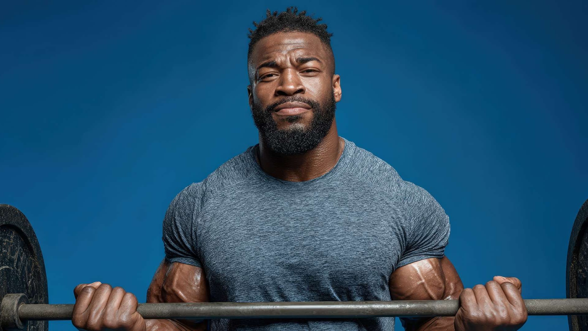 Determined athlete focused on hypertrophy rep range while lifting a heavy dumbbell.