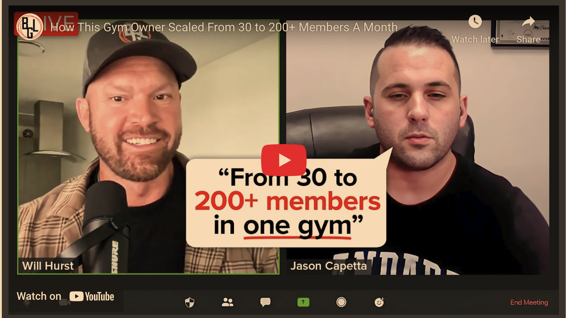 Virtual interview discussing how to scale gym membership growth.