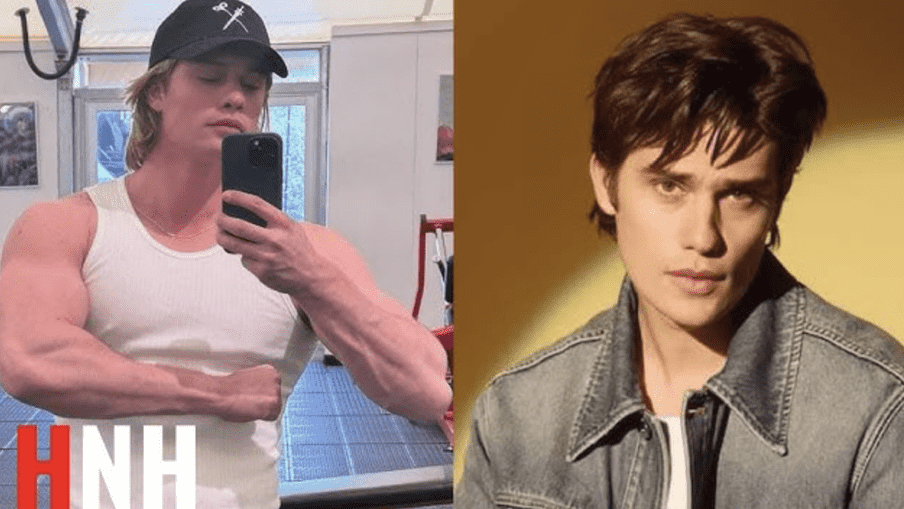 Confident young man showcasing muscle gains in gym, embodying Masters of the Universe vibe.