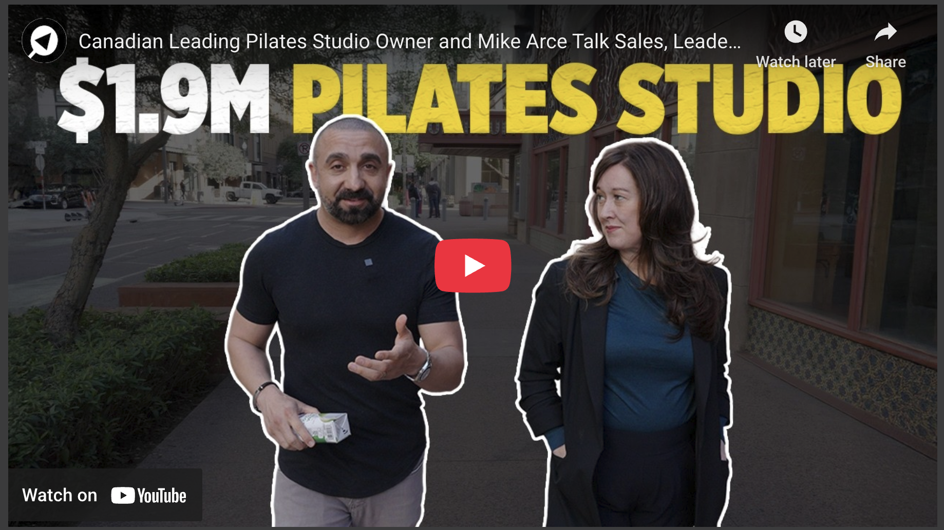 Discussion on $1.9M Pilates studio success, urban street setting
