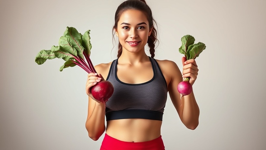 Fit woman holding beetroot and radish, showcasing root vegetables' nutrition benefits.