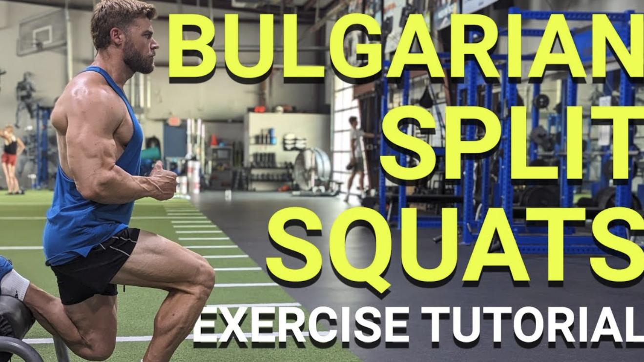 Athletic individual performing a unilateral leg exercise in a split squat.