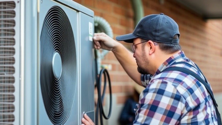 HVAC contractor repairing an air conditioner for optimal energy efficiency